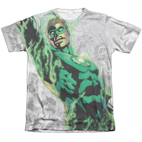 Green Lantern/light Em Up-adult Poly/cotton S/s Tee-white