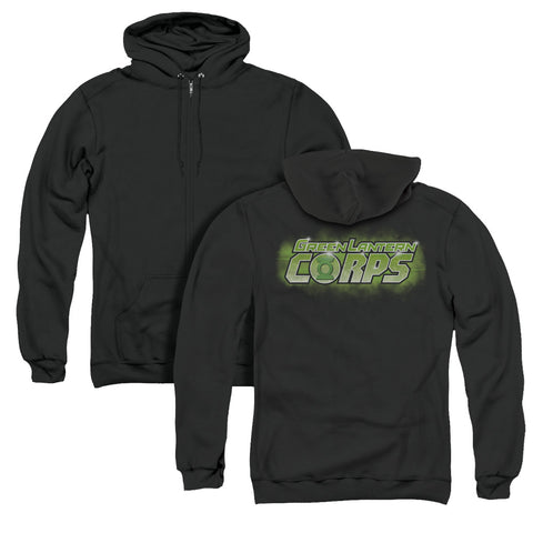 Green Lantern/gl Corps Title (back Print) - Adult Zipper Hoodie-black