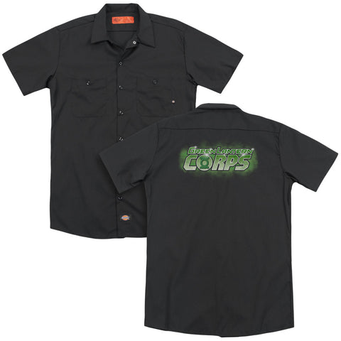 Green Lantern/gl Corps Title (back Print) - Adult Work Shirt - Black