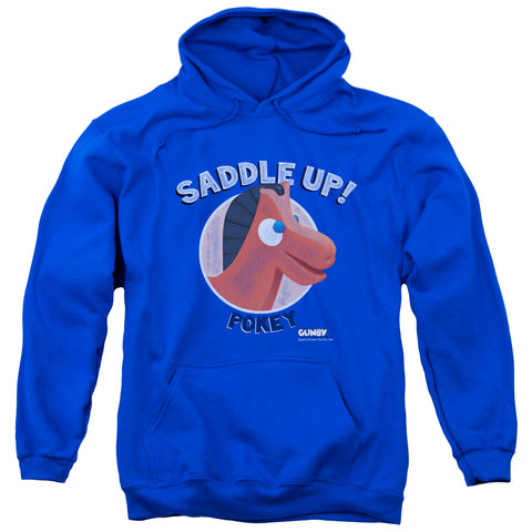Gumby/saddle Up-adult Pull-over Hoodie-royal Blue