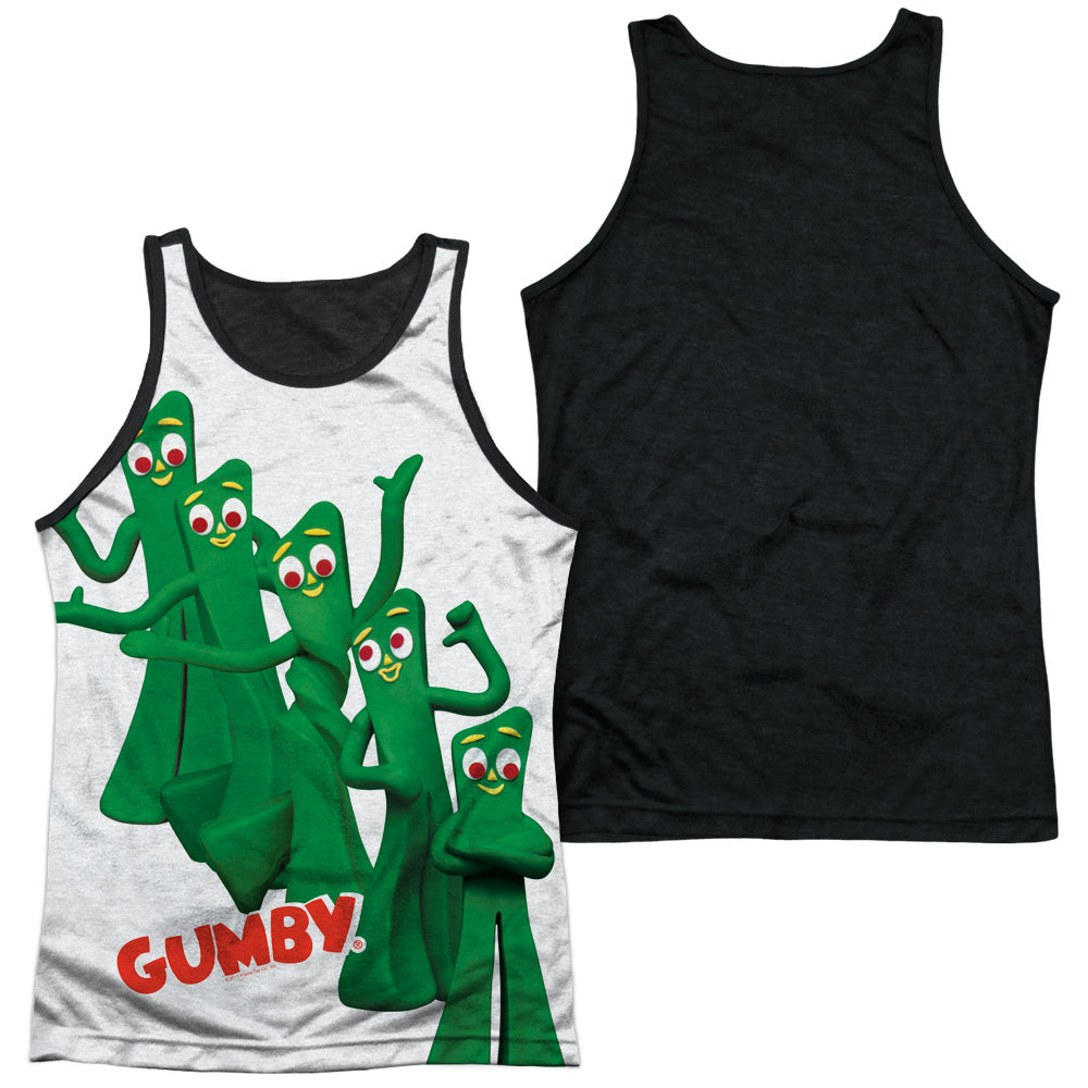 Gumby/moves-adult Poly Tank Top Black Back-white