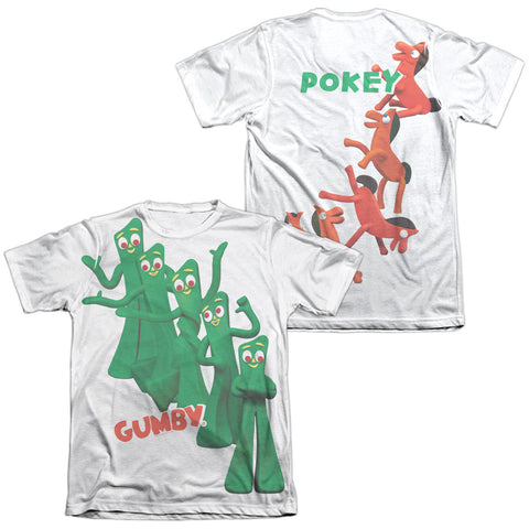 Gumby/moves (front/back Print)-adult Poly/cotton S/s Tee-sublimate White