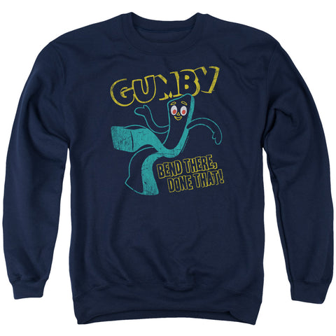 Gumby/bend There - Adult Crewneck Sweatshirt - Navy
