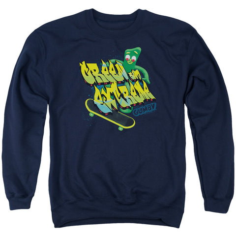 Gumby/green And Extreme - Adult Crewneck Sweatshirt - Navy