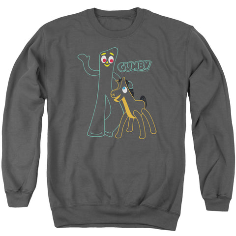 Gumby/outlines - Adult Crewneck Sweatshirt - Charcoal