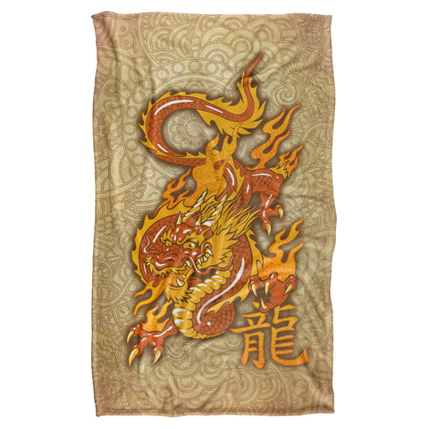 Oriental Dragon-silky Touch Blanket-white