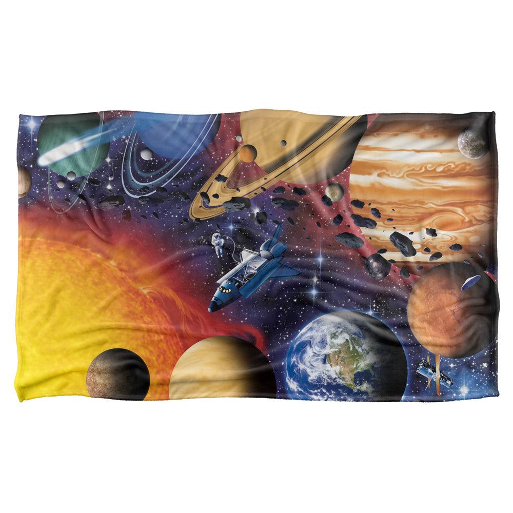 Solar System-silky Touch Blanket-white