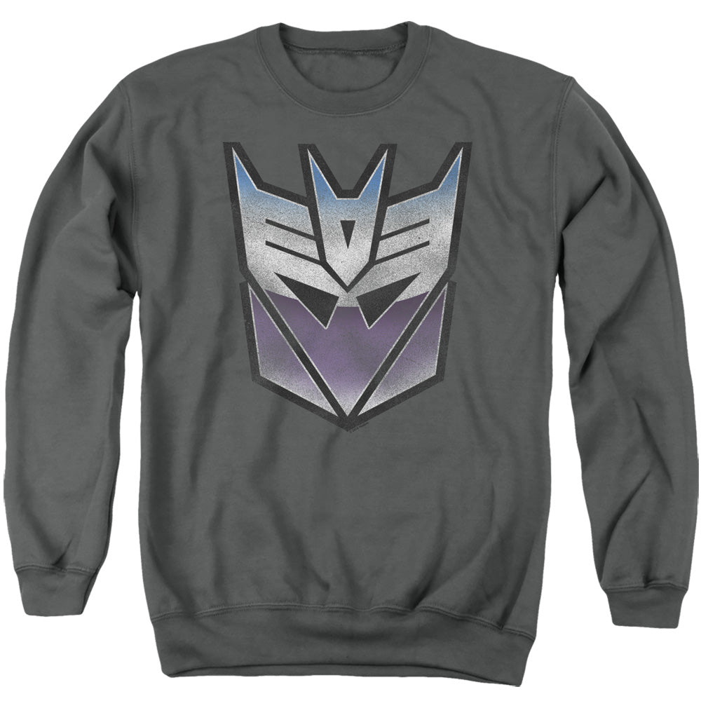 Transformers/vintage Decepticon Logo-adult Crewneck Sweatshirt-charcoal