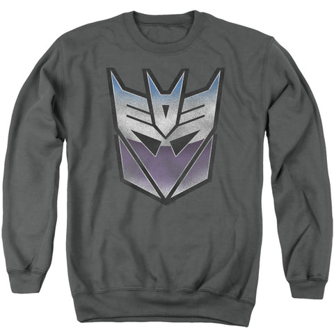 Transformers/vintage Decepticon Logo-adult Crewneck Sweatshirt-charcoal