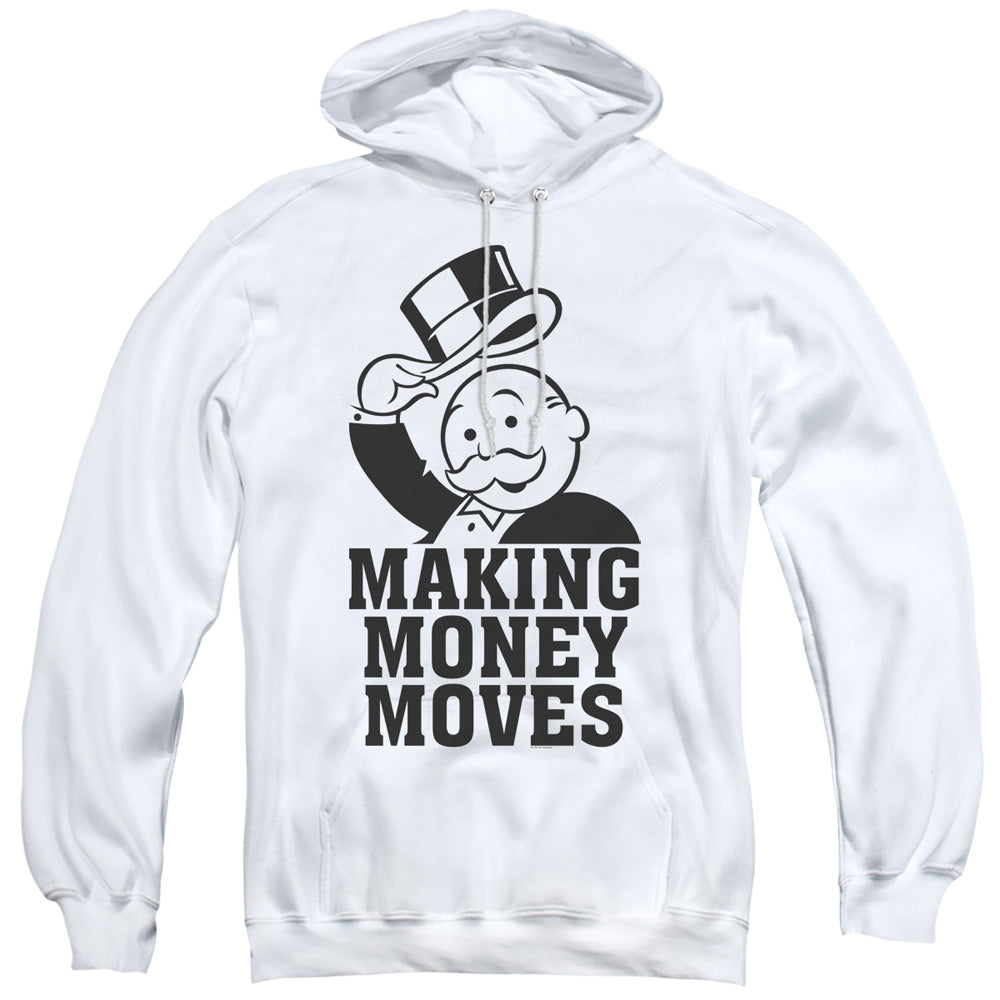 Monopoly/money Moves-adult Pull-over Hoodie-white