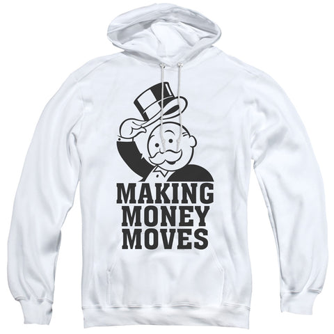 Monopoly/money Moves-adult Pull-over Hoodie-white