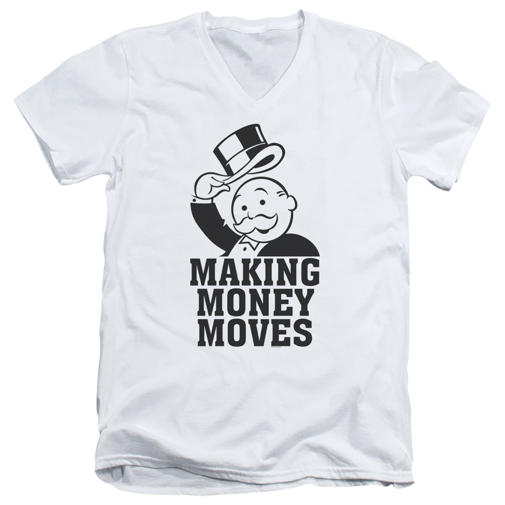 Monopoly/money Moves-s/s Adult V-neck 30/1-white