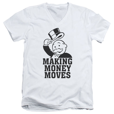 Monopoly/money Moves-s/s Adult V-neck 30/1-white