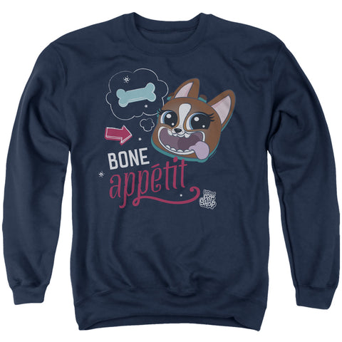 Littlest Pet Shop/bone Appetit-adult Crewneck Sweatshirt-navy