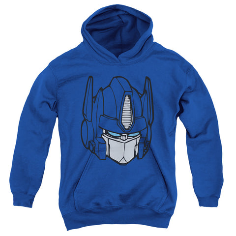 Transformers/optimus Head-youth Pull-over Hoodie-royal Blue