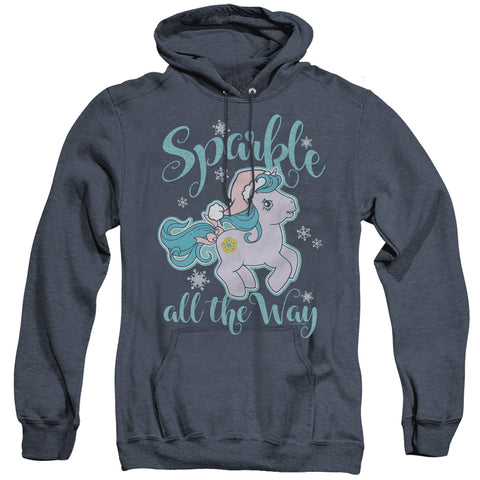 My Little Pony Retro/sparkle All The Way-adult Heather Hoodie-navy