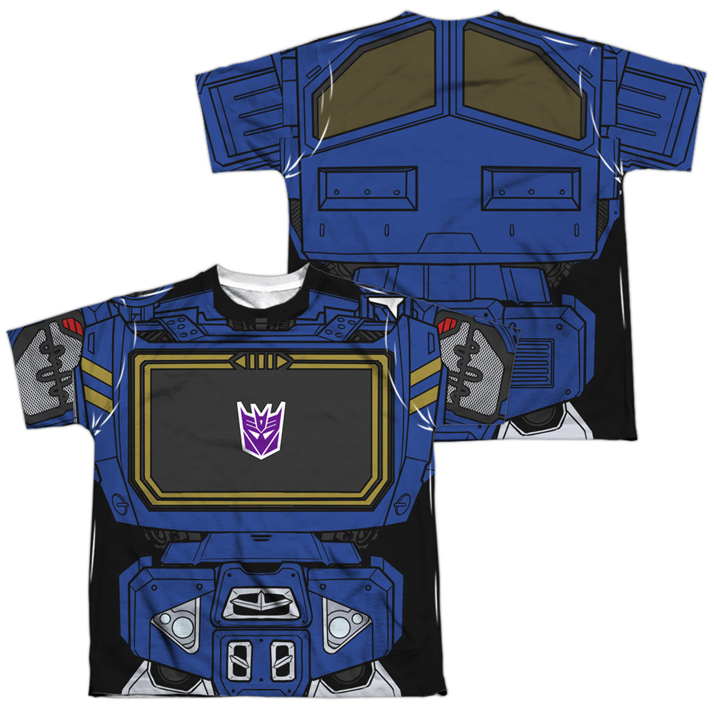 Transformers/soundwave Costume (front/back Print)-s/s Youth Poly Crew-white