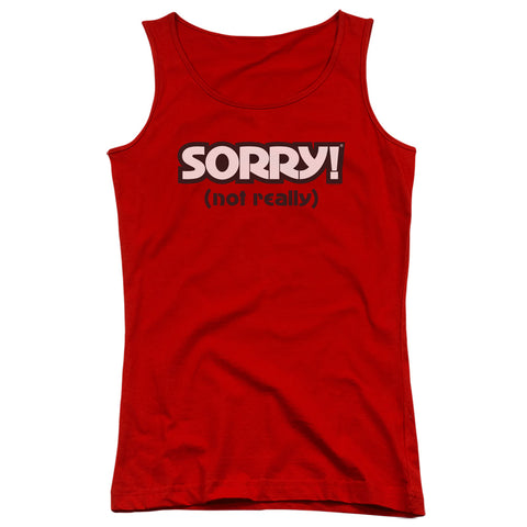Sorry/not Sorry-juniors Tank Top  -red