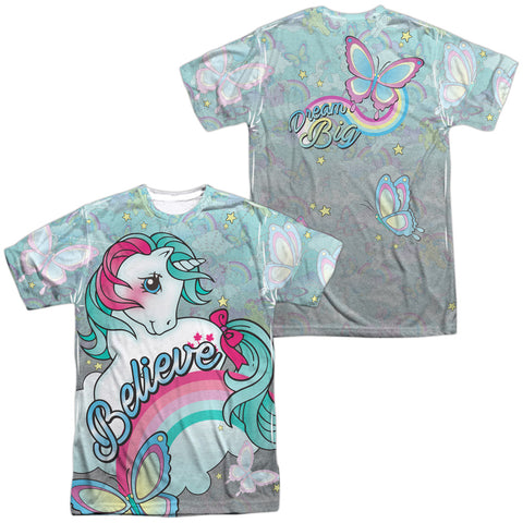 My Little Pony Retro/believe In Dreams (front/back Print)-s/s Adult Poly Crew-white