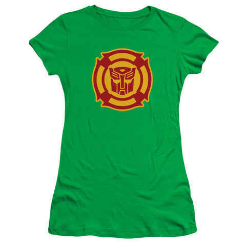 Transformers/rescue Bots Logo-s/s Junior Sheer-kelly Green