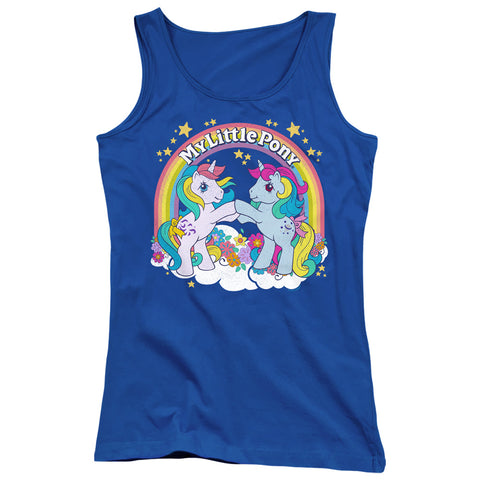 My Little Pony Retro/unicorn Fist Bump-juniors Tank Top  -royal Blue