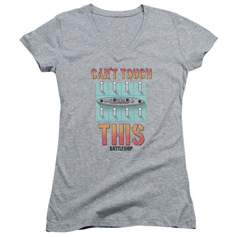 Battleship/cant Touch This-junior V-neck-athletic Heather