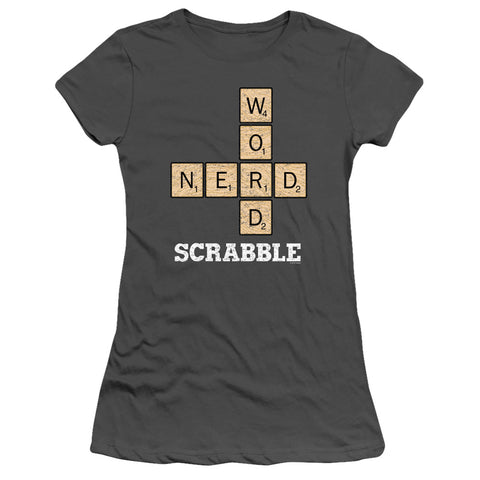 Scrabble/word Nerd-s/s Junior Sheer-charcoal