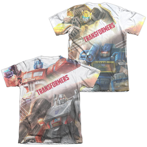 Transformers/warriors Of Cybertron (front/back Print)-adult Poly/cotton S/s Tee-white
