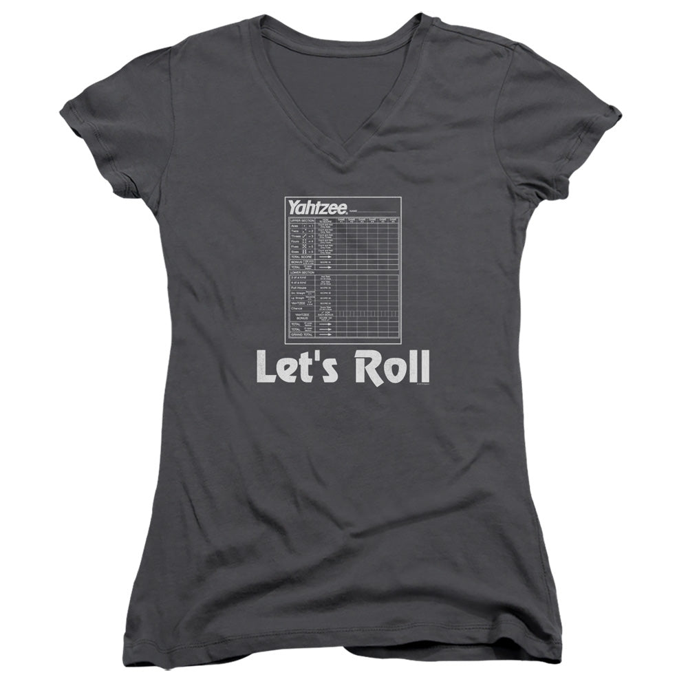 Yahtzee/lets Roll-junior V-neck-charcoal