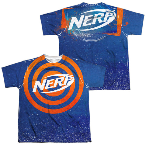 Nerf/target Practice (front/back Print)-s/s Youth Poly Crew-white