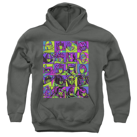 Transformers/transformer Squares-youth Pull-over Hoodie-charcoal