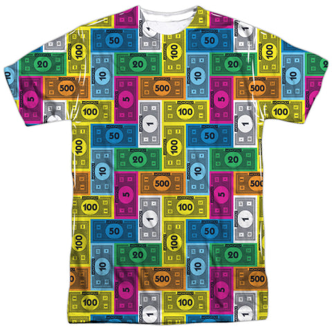 Monopoly/cash Rich-s/s Adult Poly Crew-white
