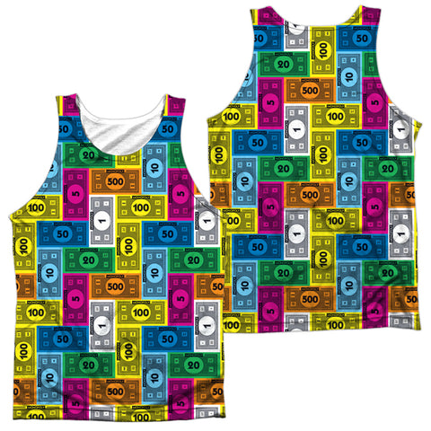 Monopoly/cash Rich (front/back Print)-adult Poly Tank Top-white