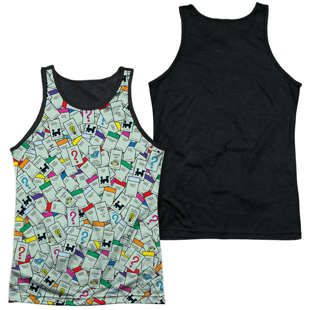 Monopoly/property Spaces-adult Poly Tank Top Black Back-white
