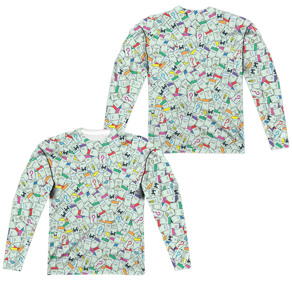 Monopoly/property Spaces (front/back Print)-l/s Adult Poly Crew -white