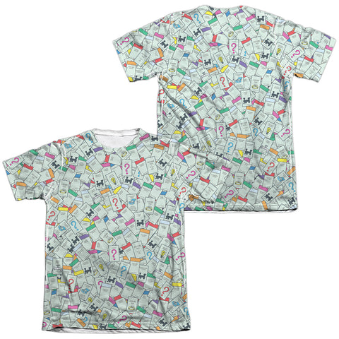 Monopoly/property Spaces (front/back Print)-adult Poly/cotton S/s Tee-white