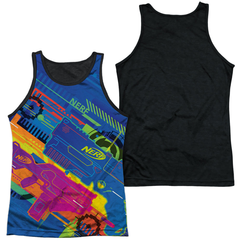 Nerf/neon Collage-adult Poly Tank Top Black Back-white