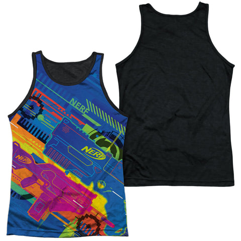 Nerf/neon Collage-adult Poly Tank Top Black Back-white