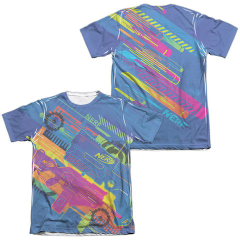 Nerf/neon Collage (front/back Print)-adult Poly/cotton S/s Tee-white