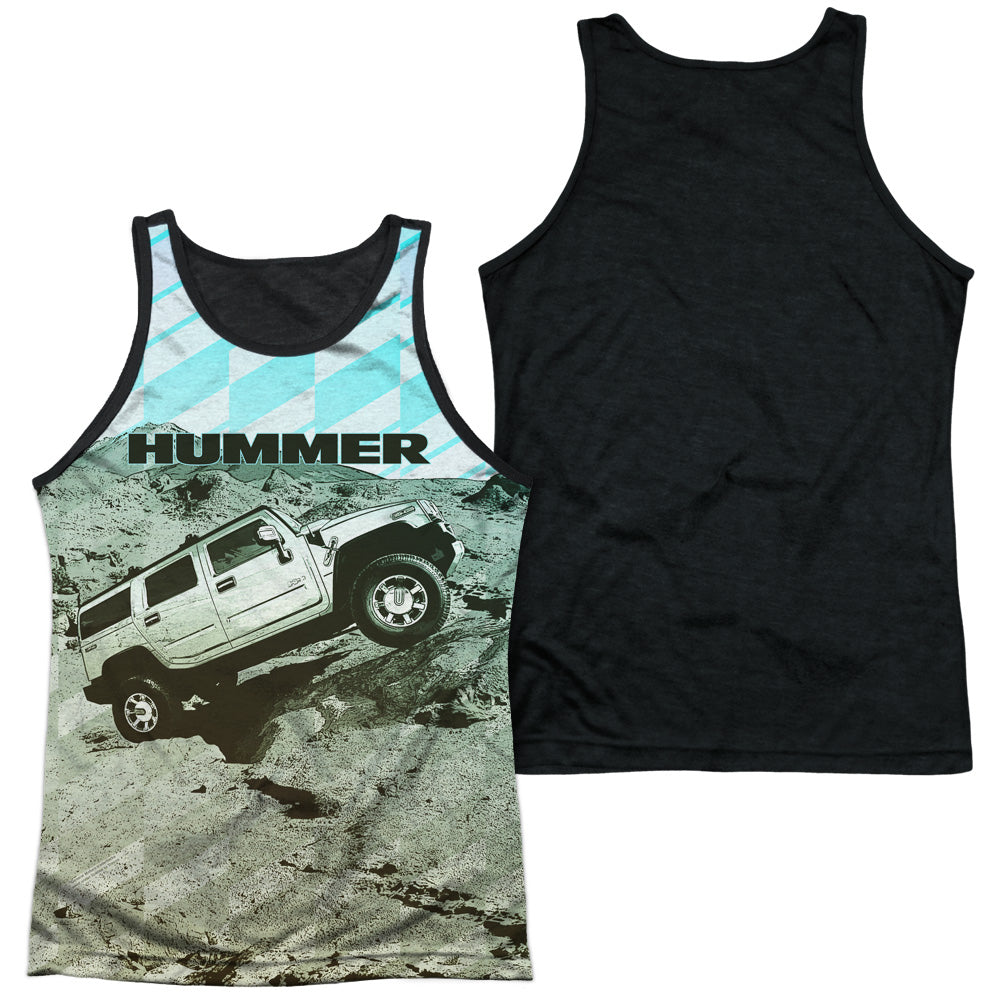 Hummer/trek-adult Poly Tank Top Black Back-white