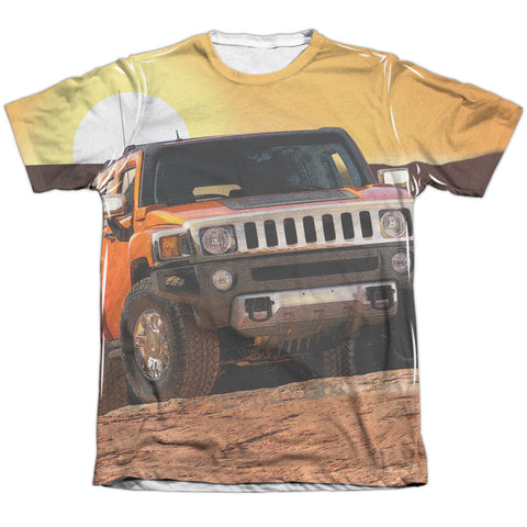 Hummer/sunset Ride-adult Poly/cotton S/s Tee-white