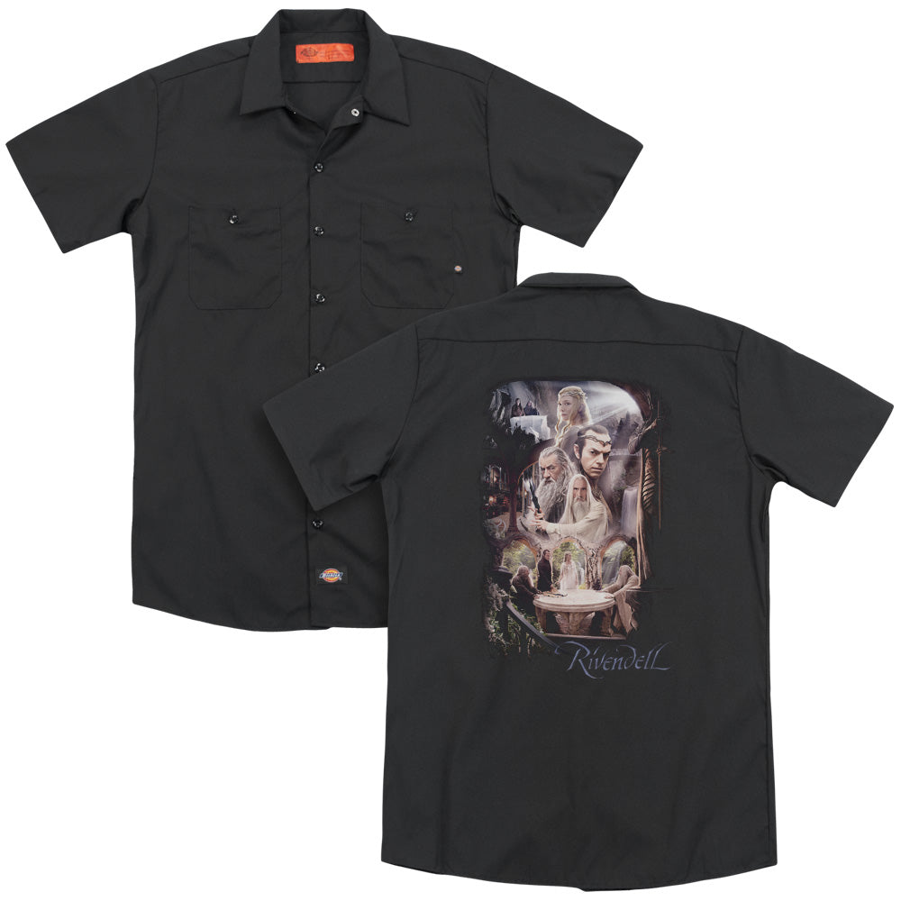 The Hobbit/rivendell (back Print) - Adult Work Shirt - Black