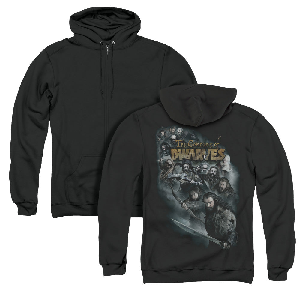 The Hobbit/company Of Dwarves (back Print) - Adult Zipper Hoodie - Black