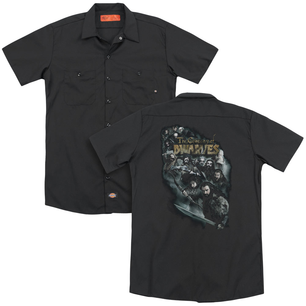 The Hobbit/company Of Dwarves (back Print) - Adult Work Shirt - Black