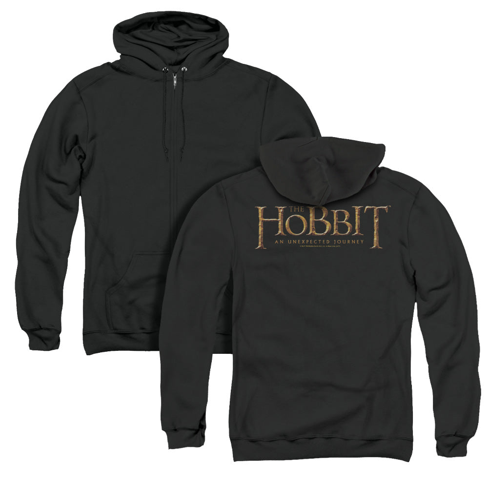 The Hobbit/logo (back Print) - Adult Zipper Hoodie - Black
