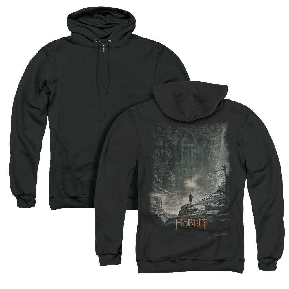 Hobbit/at Smaugs Door (back Print) - Adult Zipper Hoodie-black