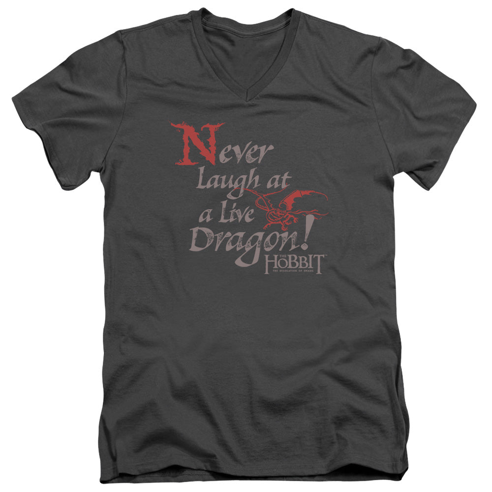 Hobbit/never Laugh-s/s Adult V-neck 30/1-charcoal
