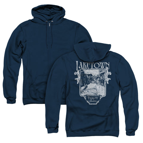 Hobbit/laketown Simple (back Print) - Adult Zipper Hoodie-navy