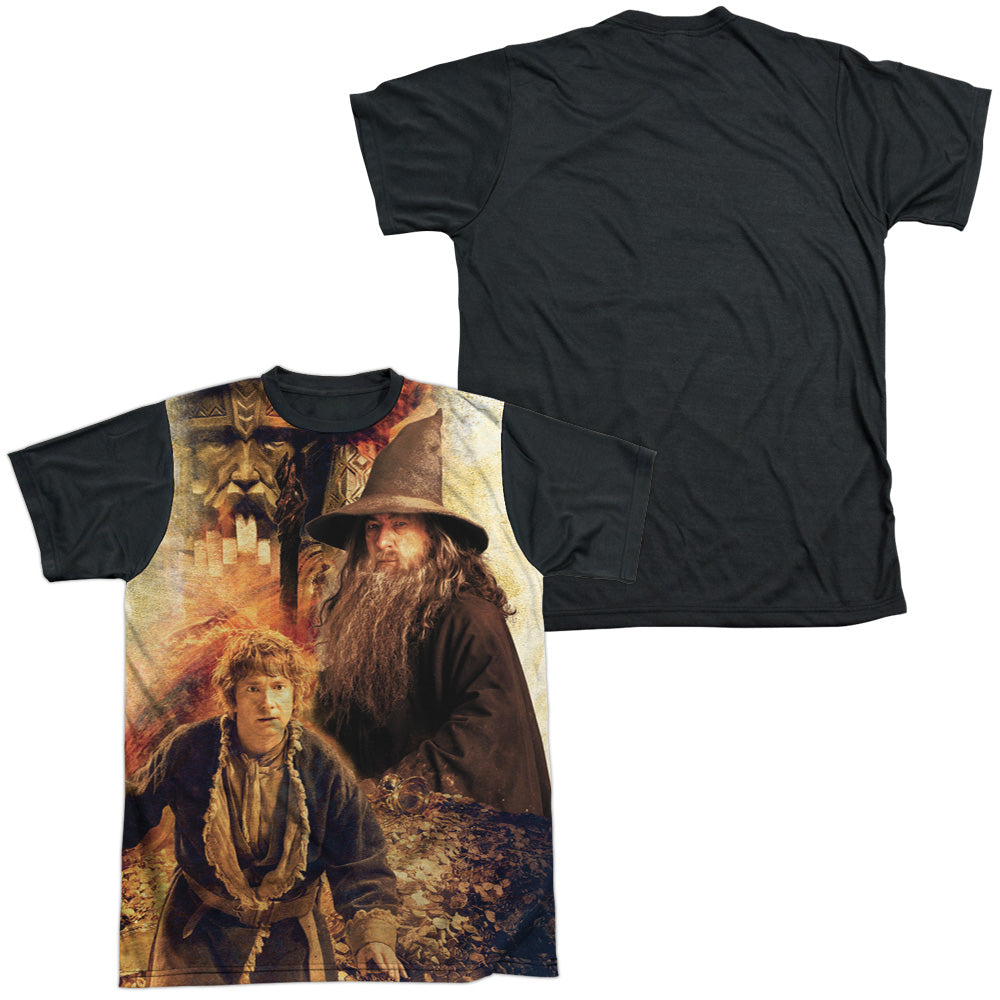 Hobbit/bilbo And Gandalf-s/s Adult White Front Black Back  -white