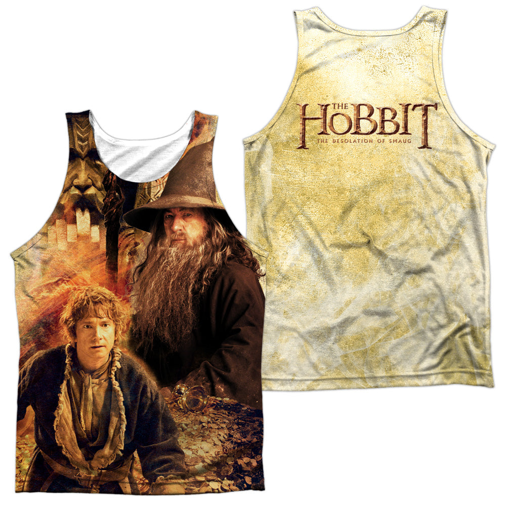 Hobbit/bilbo And Gandalf (front & Back Print)-adult 100% Poly Tank Top-white